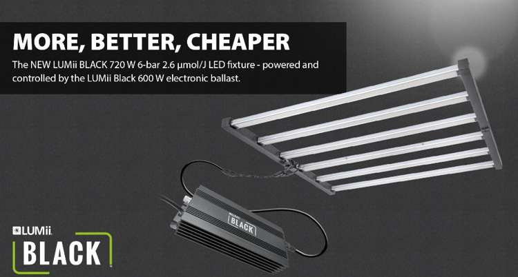 LUMii BLACK 720W LED GROW LAMP 6-BAR Full Spectrum - REPLACES HPS 1000w