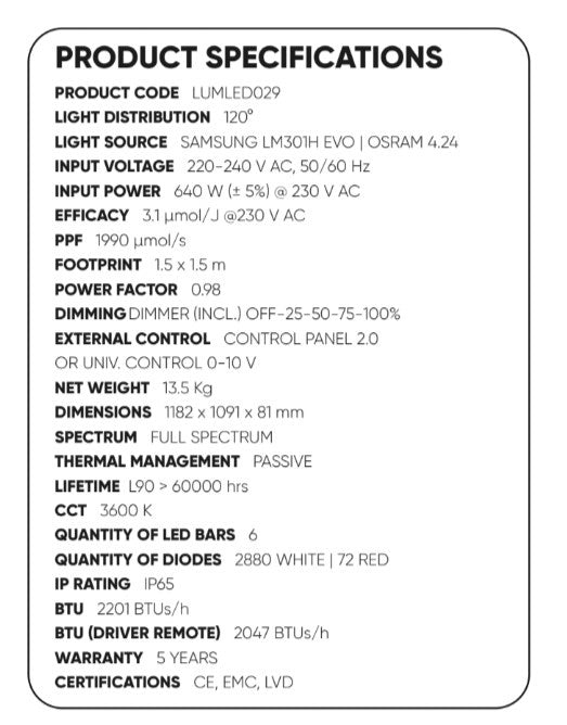 Lumatek Zeus Pro 3.1 600W LED FULL SPECTRUM LAMP LUMLED029