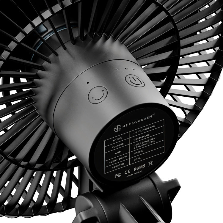 Herbgarden Oscillating Clip Fan 10W 3-speed fi 150mm - designed for grow tents