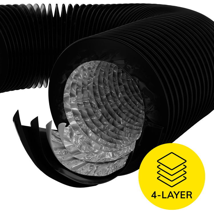 Croco Duct 150mm 2m - black 4 layer light-tite duct